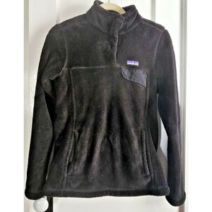 Patagonia Women's Size Medium Fleece Re-Tool Snap-T‎ Pullover Jacket Black